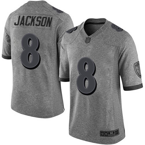 Baltimore Ravens Limited Gray Men Lamar Jackson Jersey NFL Football #8 Gridiron->baltimore ravens->NFL Jersey